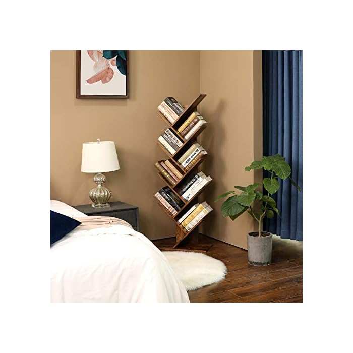 VASAGLE Tree Bookshelf, 8Tier Floor Standing Bookcase, with Wooden