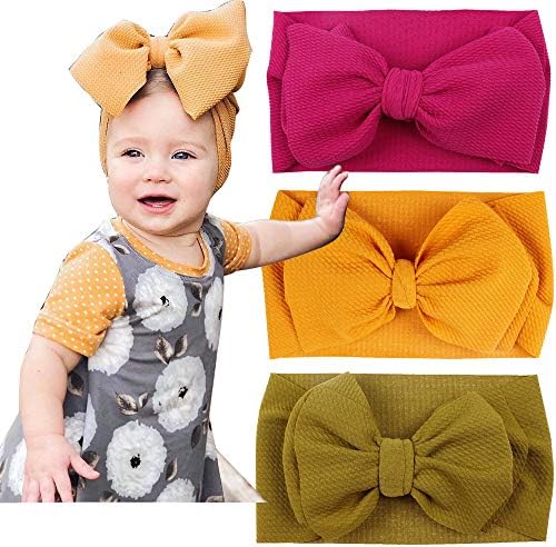Baby Headband Large Bows Headwrap Stretch Textured Fabric Headbands Bows