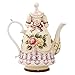 FORLONG Large Ceramic Teapot and Coffee Pot with Lid, 3D Embossed Victoria Pink Rose Flowers Decorative Teapot(Red）