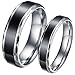 JewelryWe Men's Womens Stainless Steel Ring Silver Black Valentine Love Couples Promise Engagement Wedding Band
