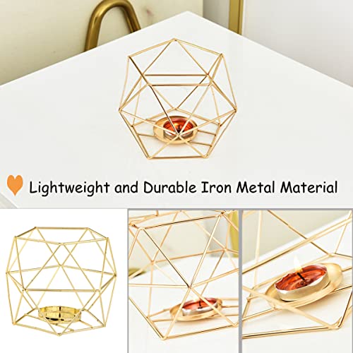 Geometric Gold Candle Holder, Tealight Candlestick Candle Holders Votive Candle Stand for Tables Centerpieces, Wedding Decor, Home Decoration