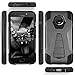 Motorola Moto E4 Plus Case, with TJS [Full Coverage Tempered Glass Screen Protector] Dual Layer Hybrid Shock Absorbing Resist Rugged Protection Case Cover Kickstand Silicone Inner Layer (Black/Black)