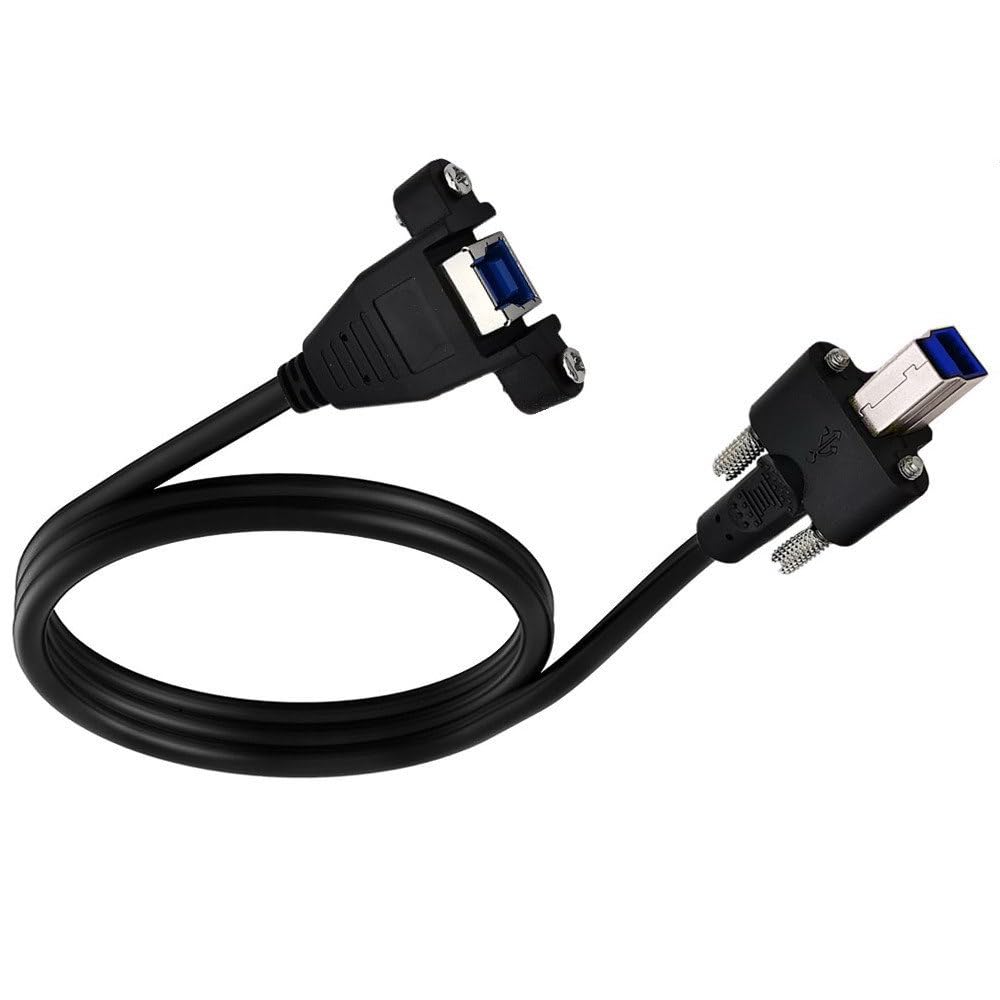 cablecc 50cm Dual Thumbscrews USB 3.0 Back Panel Mount B Male to Female B Type Extension Cable