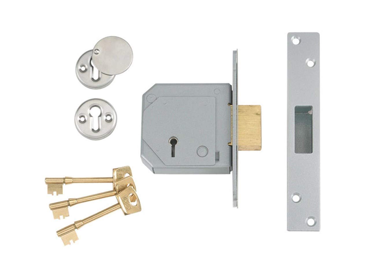 Union Locks 3G114E 5-Lever Mortice Deadlock C-Series 80mm Case - Satin Chrome