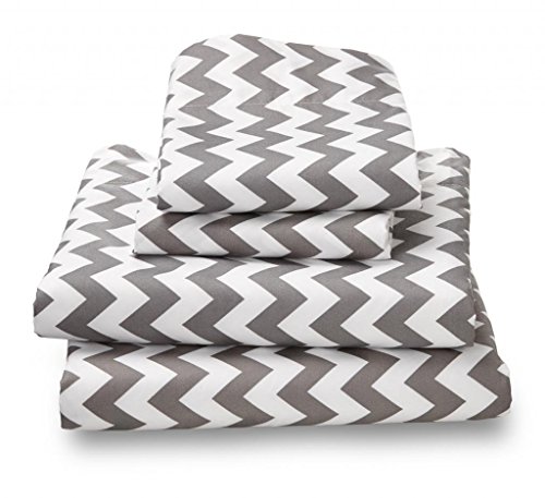 King Sheet Set Gray Chevron - Double Brushed Ultra Microfiber Luxury Bedding Set By Where the Polka Dots Roam