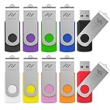 16GB Flash Drives Bulk 10 Pack USB 2.0 16 GB Thumb Drive Jump Drive Pen Drive Memory Drive Zip Drive with LED Light for Storage by Imphomius - 10Pack,Multicoloured