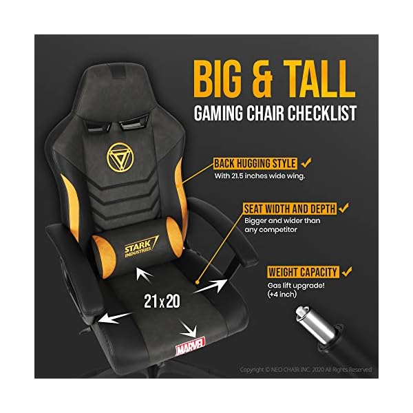 Silla Gamer Marvel Avengers Iron Man Eco Cuero Reclinable - Imagen 6