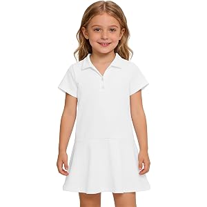 SIYBVTVI Uniform Dresses for Girls Kids Summer Short Sleeve Athletic Tennis Polo Dress A-Line Twirl Back to School Dress