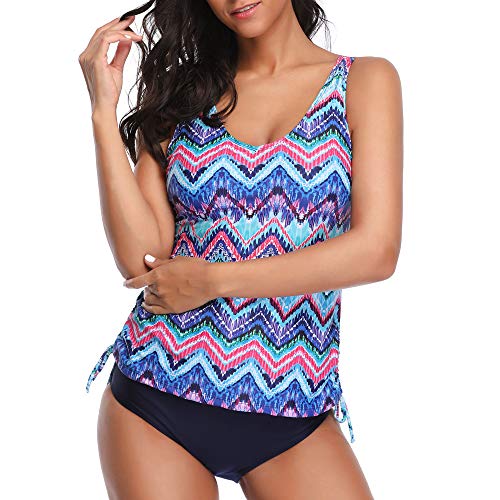Caopixx Swimsuit for Women Two Pieces Printed Tank Top with Boyshorts Bottoms Tankini Set Bathing Suits