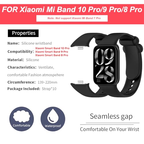 Xisair 10 Silicone Bands Compatible with Redmi Watch 4 & Xiaomi Band 8 Pro Breathable and Soft Replacement Strap for Xiaomi Redmi Watch 4 & Xiaomi Mi Band 8 Pro Sport Bracelet
