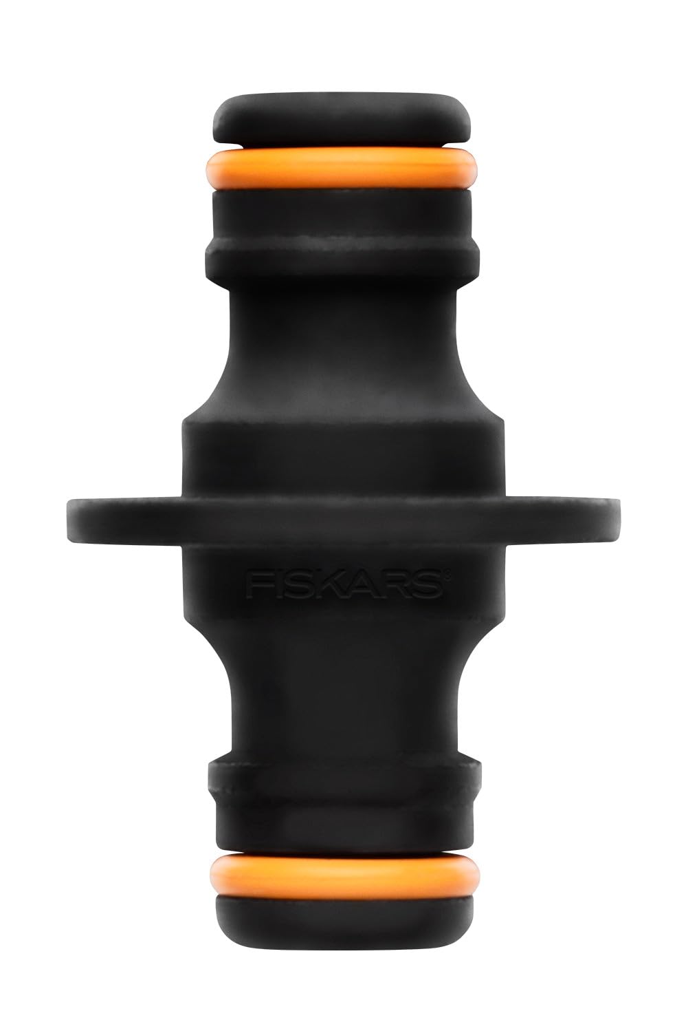 Fiskars extension connector, For hoses with different diameters, For all types and sizes of hose quick connectors, Universal size, 16 g, Black/Orange, 1027068