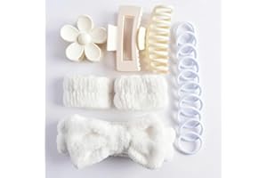 Shower 16 PCS for Face Wash, SPA, Makeup, Skincare, Yoga, Hotel - Include 1 PCS Washband, 1 Pair Wristbands, 3 PCS Hair Claw,