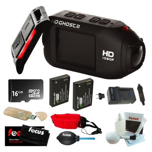 Drift HD Ghost Helmet Camera + 16GB Class 10 MicroSD HC Flash Memory Card + 2 Wasabi Ghost Batteries and Charger + Accessory Kit