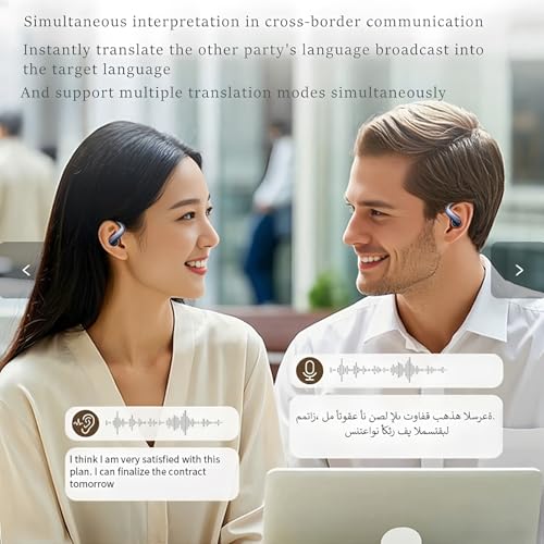 4-in-1 Latest AI Bluetooth Translation Earbuds, Real-time Translator of 164 languages; No subscription required; Powerful Bass & Full-Range Frequency Response, Premium Audio with Innovative Technology