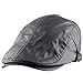 Samtree Men's Classic Newsboy Cap,PU Leather Gatsby Ivy Flat Golf Driving Hat(01-Black)