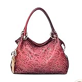 Buenocn Classic Fashion Tote Handbag Leather Shoulder Bag Perfect Large Tote Ls1193 (red)