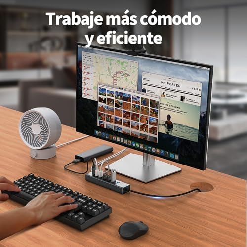 7 Puertos Hub USB 3.0 con 120cm Cable para PC Computadora, Aluminio USB Hub Adaptador multipuerto con USB 3.0 5Gbps, 4 USB-A & 3 USB-C Puertos, para PC, Laptop, MacBook, Mouse, Teclado, U-Disk etc.