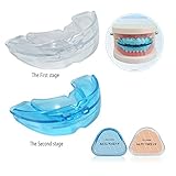 Teeth Braces Mouthguard, 2-in1 Tooth Orthodontic Appliance Teeth Retainer Two-stage Adjuvant Dental Care Tool Tooth Braces Trainer, Anit Snoring Device (Blue Soft+Transparent Hard)