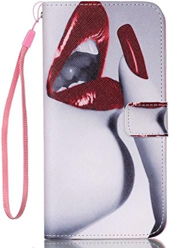 iPhone 6S Plus Wallet Case, Phonecase Home Flip Case [CARD SLOT][STAND] Premium Synthetic Leather Folio Cover with Strap for iPhone 6/6S Plus - Sexy Lips