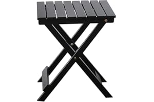 BplusZ Small Square Folding Side Table - Portable Wooden End Table for Outdoor Patio Use, Ideal as Coffee Table or Plant Stand, 15.4" D x 15.4" W x 18.3" H, Black