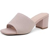 Herstyle Low Block Heels for Women – Slip-On Mules, Square Open Toe 2.5 Inch Comfort Chunky Heeled Sandals, Trendy 2025 Casual Dress Pumps Shoes for Party, Wedding & Office