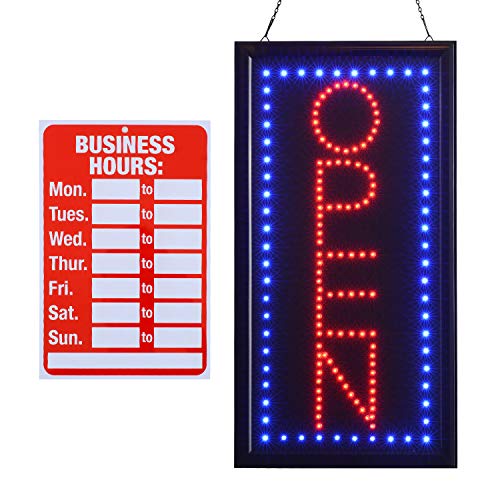 LED Open Sign，10x19inch Vertical Light Up Sign LED Business Open Sign Advertisement Board Electric Display Sign Flashing & Steady Mode Electronic Lighted Signs for Business, Walls, Window, Shop, Bar, - Thumbnail 7