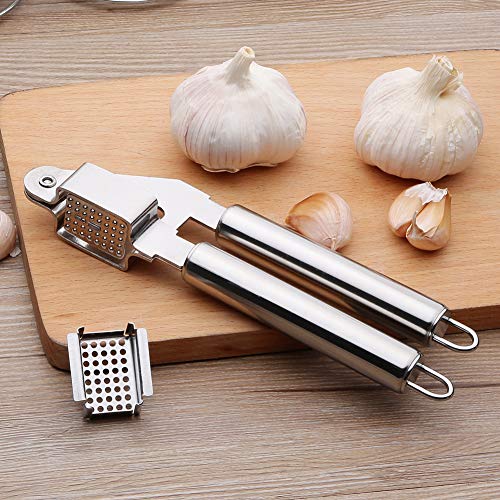 Garlic Press, Stainless Steel Garlic Mincer, Crusher, Smasher, Rocker with Sturdy Construction - Professional Food Grade, Rust proof, Easy Squeeze and Clean, Dishwasher Safe, By Venoya