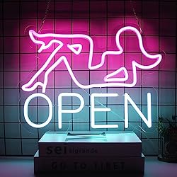 Open Neon Sign Bar LED Sign Pink Lady Neon Signs