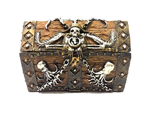 5.5 Inch Skull and Chain Pirate's Chest Jewelry/Trinket Box Figurine