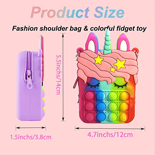 Forgreafa Pop Purse Fidget Toys for Girls, Push Bubble Sensory Crossbody Shoulder Bag, Dimple Toy Kids Handbag Relieve Stress Relief Silicone Bag