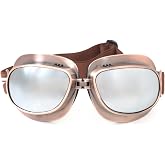 CRG Vintage Aviator Motorcycle Goggles Retro Pilot Riding Goggles for Cruiser Scooter Helmet Anti-Fog UV Protection Goggles