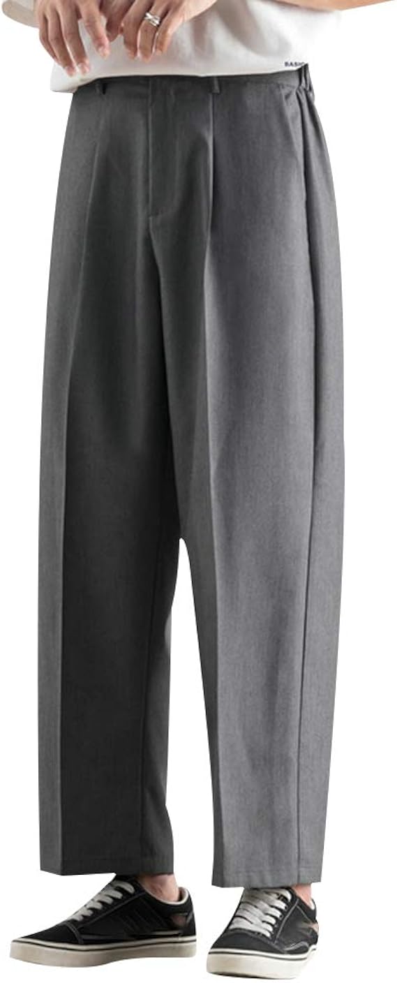 Amazon Fomansh ワイドパンツ メンズ スラックス ロングパンツ 裾上げ済み ストレート 無地 カジュアル 大きいサイズ 夏 秋 ロングパンツ 通販