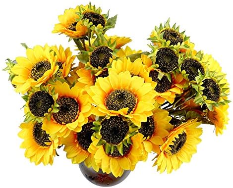 1pc 3 Head Sunflower Flower Fabric Real Touch for Wedding Bouquet Floral Arrangement Home Hotel Ornament Party Décor - Long Stemmed - PF126-S1