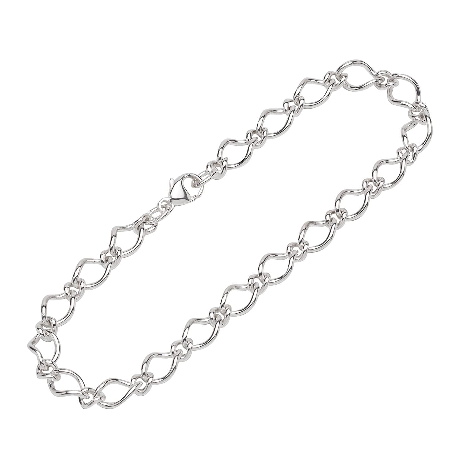 NKlaus bracelet 925 Sterling Silver 19cm Figaro curb chain round Ladies exquisite bracelet 12380