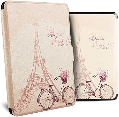 Colorful Case Cover for Kindle Paperwhite 2 3, YIODU Auto Wake/Sleep Flip Build in Magnetic PU Leather Waterproof Dust Proof Shockproof Smart Shell Protection Cover Case (Paris' Beauty)
