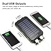F.Dorla 20000mAh Power Bank Solar Charger Waterproof Portable External Battery USB Charger Built in LED Flashlights with Compass for iPad iPhone Android cellphones (Black)