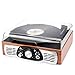1byone Belt-Drive 3-Speed Stereo Turntable with Built in Speakers, Natural Wood