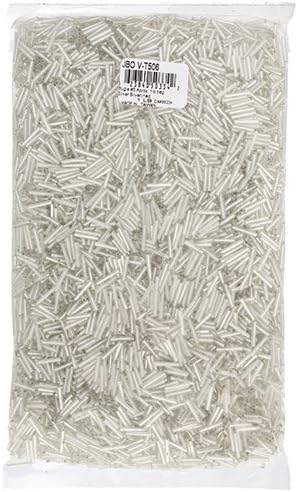 John Bead Outlet No.5 Vintage Bugle Bead Bag, 1-Pound, Silver Lined