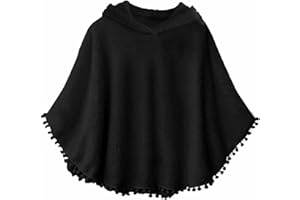 Inorin Kids Girls Sherpa Fleece Pullover Hoodies Pompom Tassel Fuzzy Coat Poncho Cloak Hooded Cape