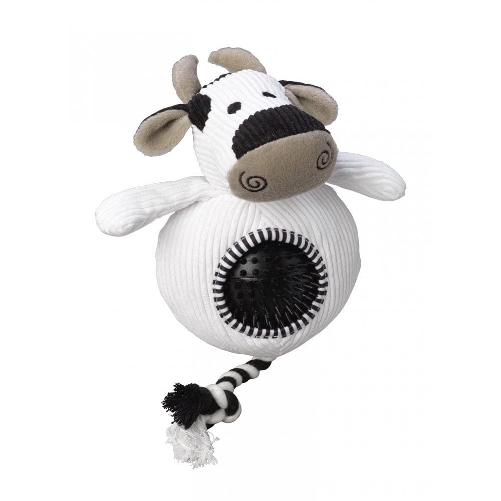 House of Paws Cow Cord Dog Toy with Spiky Ball