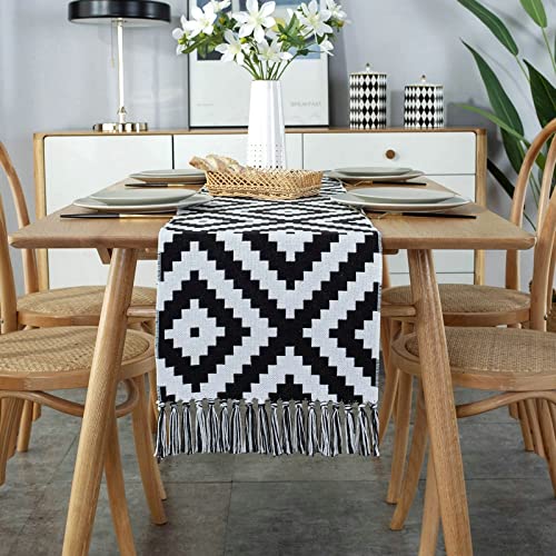Aeici Dining Table Runner Garden Table Runner Cotton Linen 32x180CM for Dining Room Party Holiday Decoration
