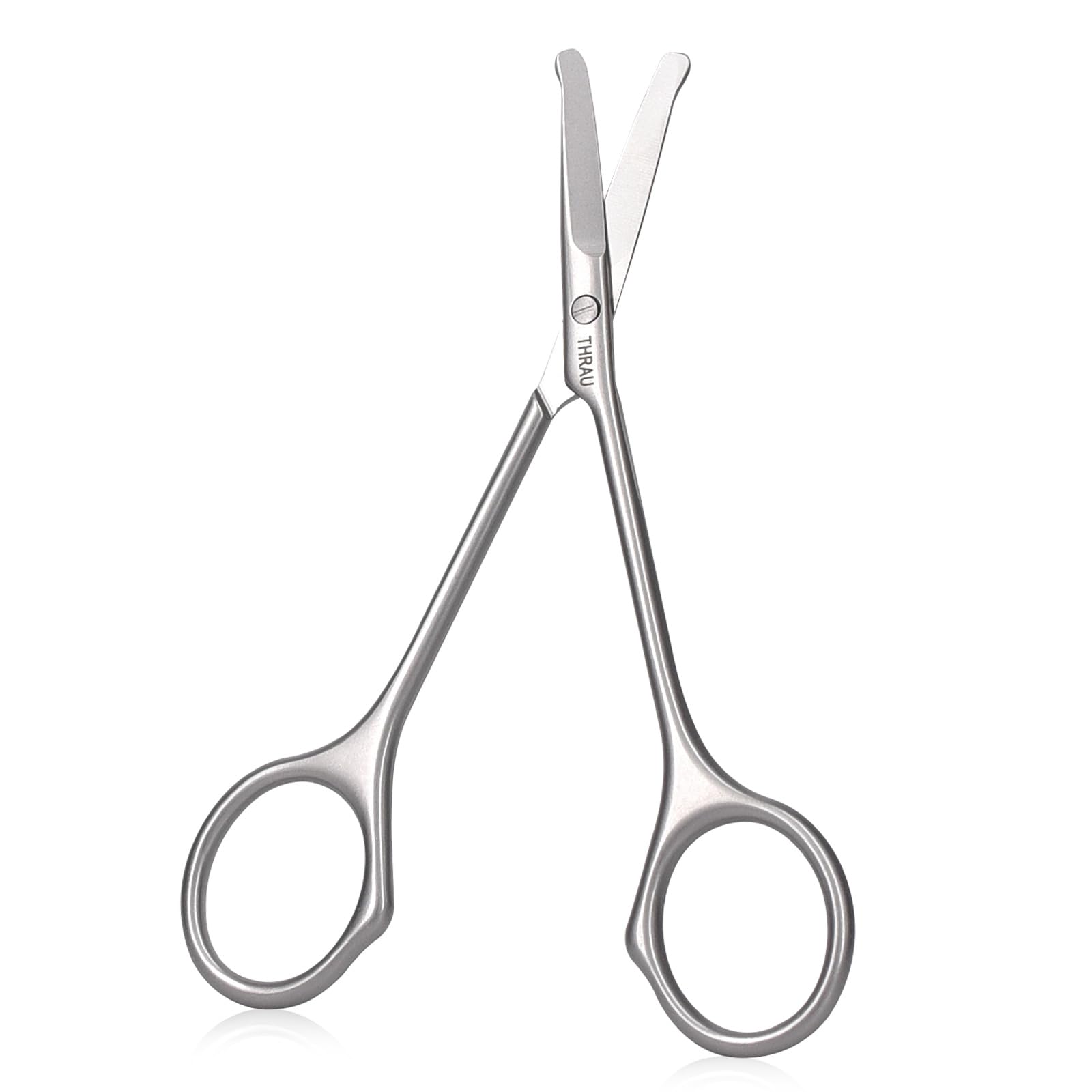 THRAU Small Scissors for Mustache & Beard, Nose Hair Scissors Round Tip Design, Grooming Scissors for Hair, Nose, Eyebrow Trimming, Mustache