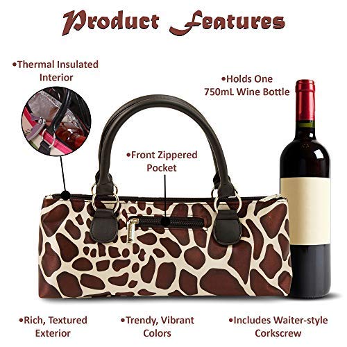 Primeware Wine Clutch Bag (Thermal Insulated) Trendy Women's Carry Tote | Holds Red & White 750mL Bottles | Trendy Fashion | Incl. Portable Waiter-Style Corkscrew