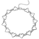 LARVOVUE Silver Heart Chain Choker Necklace for Women