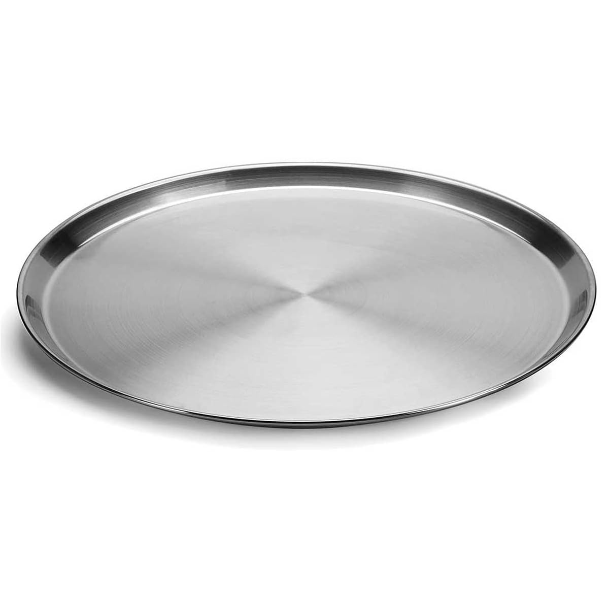 DEL Space Home - Round Stainless Steel Serving Tray 36 cm - Elegant Drinks Tray with Easy Grip Edge - Ideal for Parties, Bars, Restaurants and Home Entertaining - Round Serving Tray - Drinks Tray