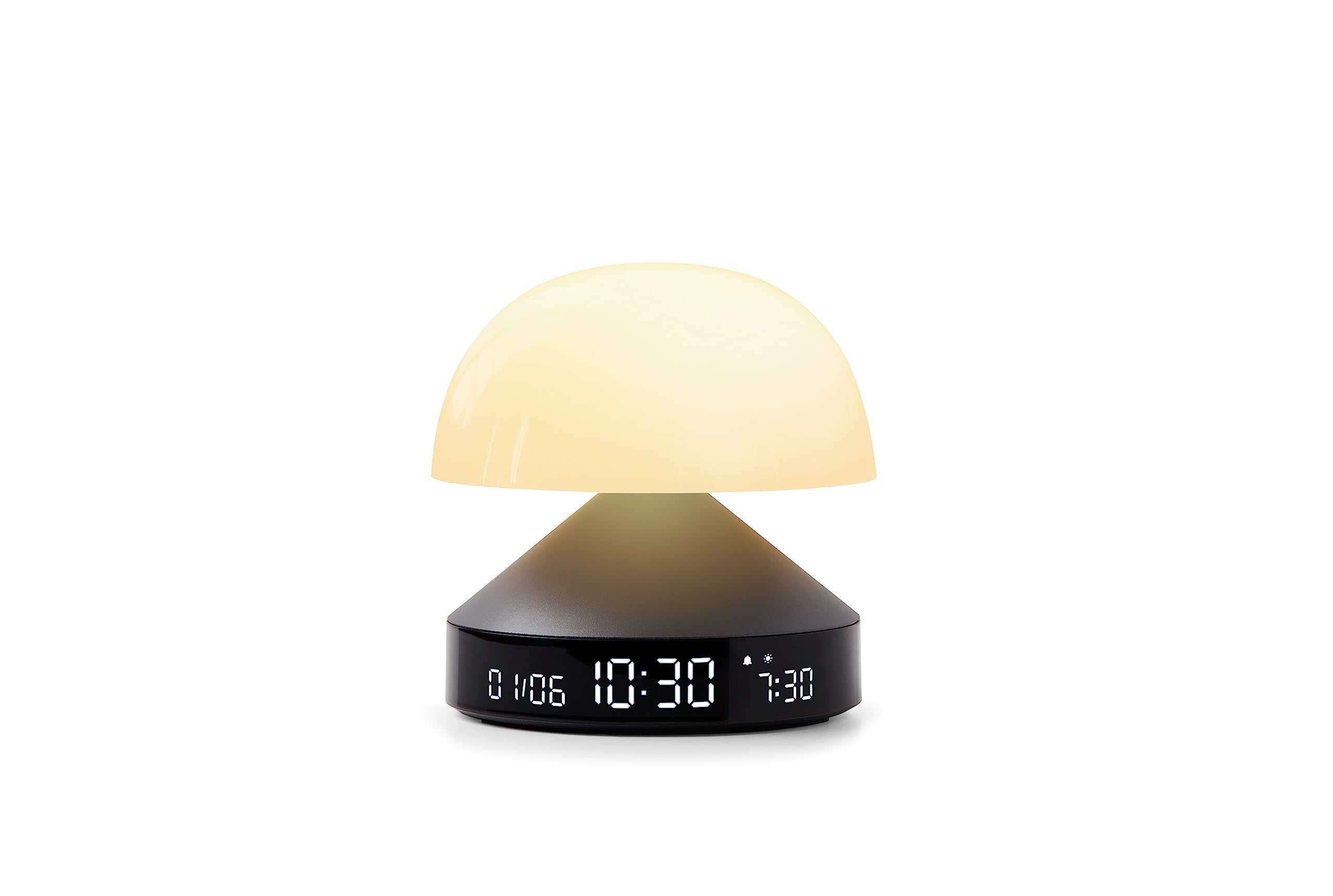 Lexon Mina Sunrise Alarm Clock - Wake Up Light and Sunset Simulation - Wireless & Rechargeable - Grey Metal