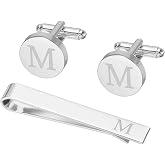 PATIKIL Cuff Links Mens, Initial Tie Clip and Cufflinks Set for Men Classic 26 Letters Cuff Links Set for Business Wedding