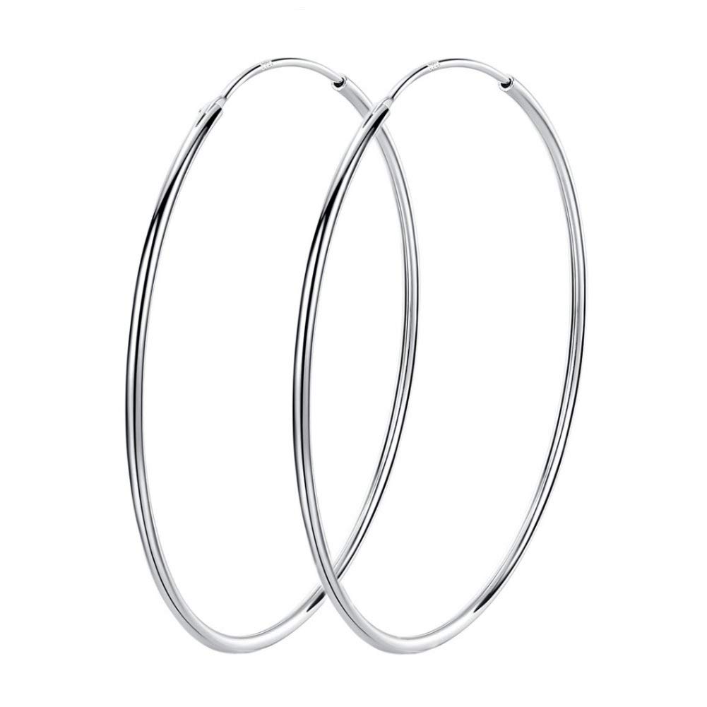 90mm Large Hoop Earrings S925 Sterling Silver Circle Endless Huggie Big Hoops Earring for Women Girls