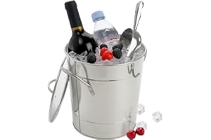 YOUEON 4 Liter Ice Bucket with Scoop and Lid, Double Walled Insulated Ice Bucket for Parties, Cocktail Bar, Wine Chiller, Bev