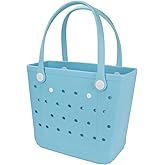 UeKeKicg Medium Rubber Beach Bag, Waterproof Tote Bags Washable Sand-proof Travel Hand Bags for Pool Boat Work Sports